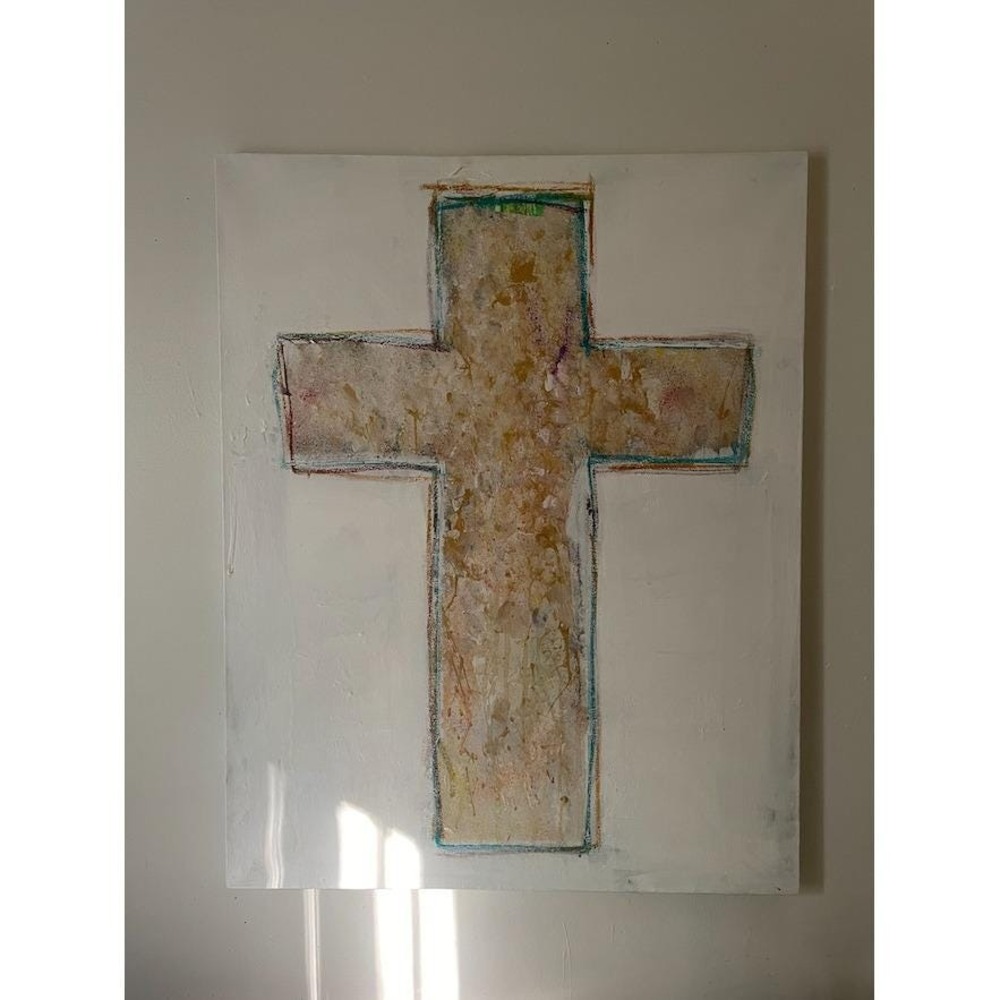 Untitled Cross Study‎ – 22x28 Original Minimalist Cross Painting Christian Art